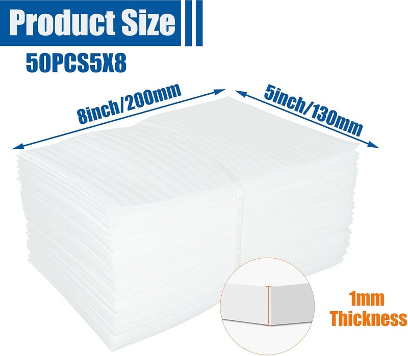 V-chen 50 Pack Foam Pouches, Cushion Foam Pouch for Moving and Storing, 5"x 8" Foam Wrap Pouches Protect Fragile Items, Protect mug, Glasses, China, and Dishes, Packing supplies - Image 2